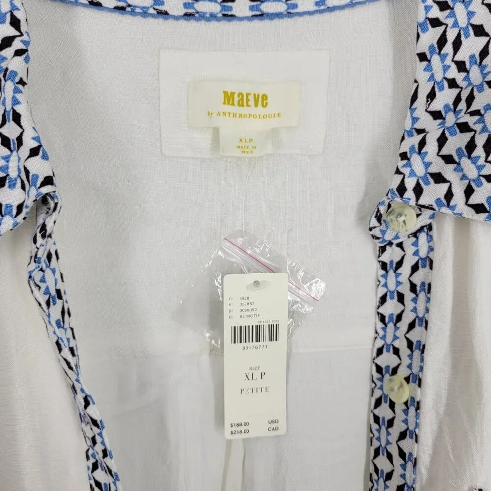 Maeve The Irene Linen Shirt Dress Resort Luxe Coastal Mediterranean XLP Vacation - Picture 3 of 8